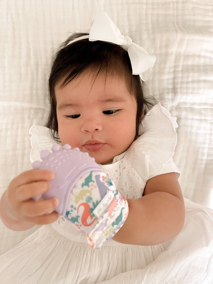 Lilac Dino Itzy Mitt™ Silicone Teething Mitts