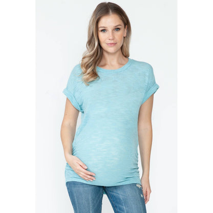 Maternity Side Shirring Ruched Knitted Basic Summer Top