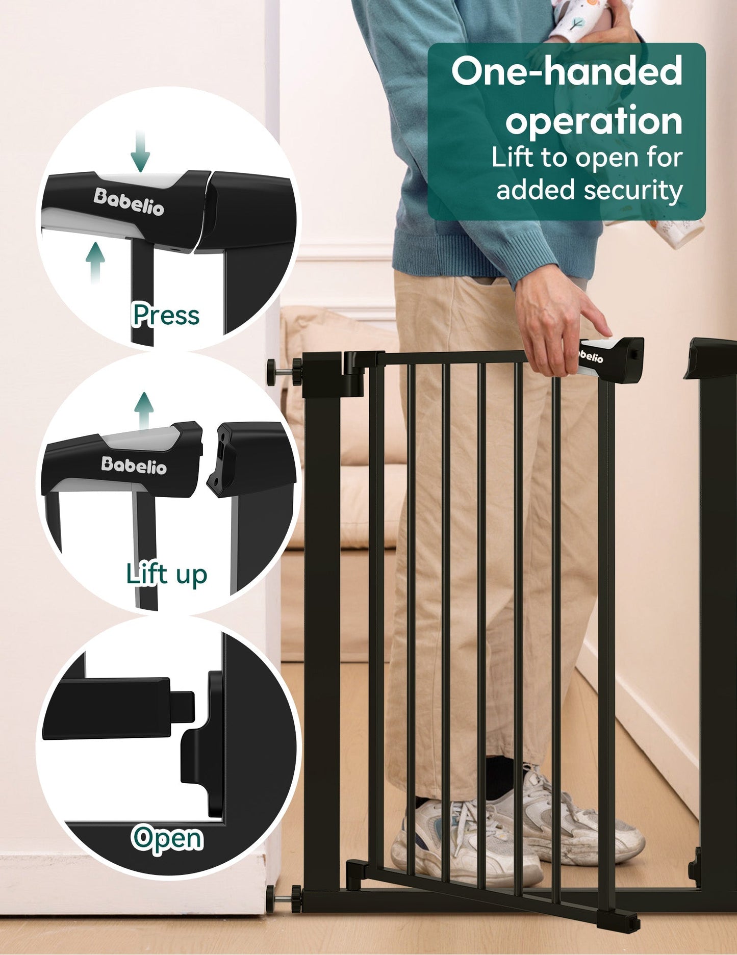 Babelio PressGuard C5 | Narrow Baby Gate for Small Spaces