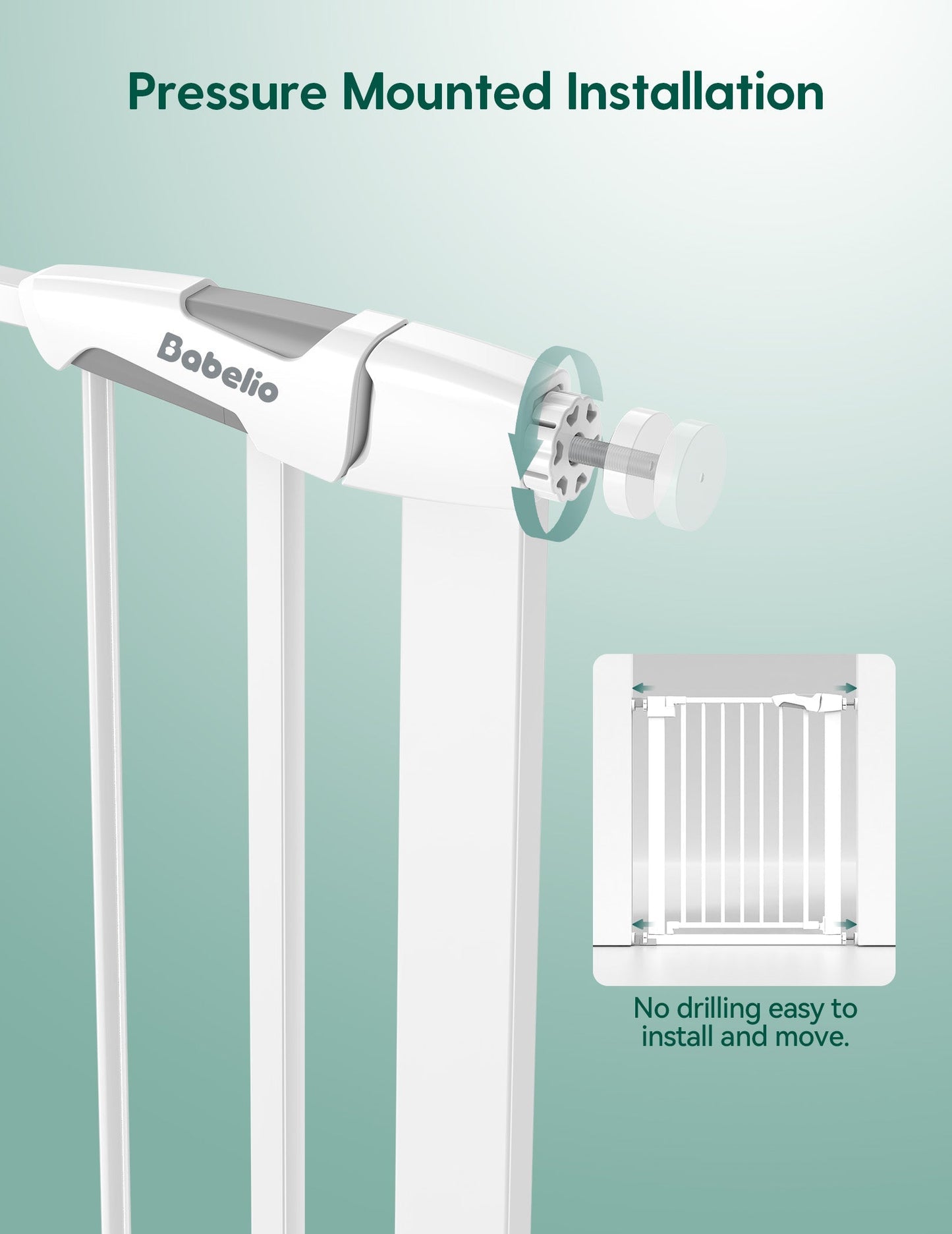 Babelio PressGuard C5 | Narrow Baby Gate for Small Spaces