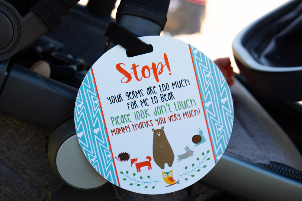 Three Little Tots Woodlands No Touching My Newborn Car Seat Sign Tag