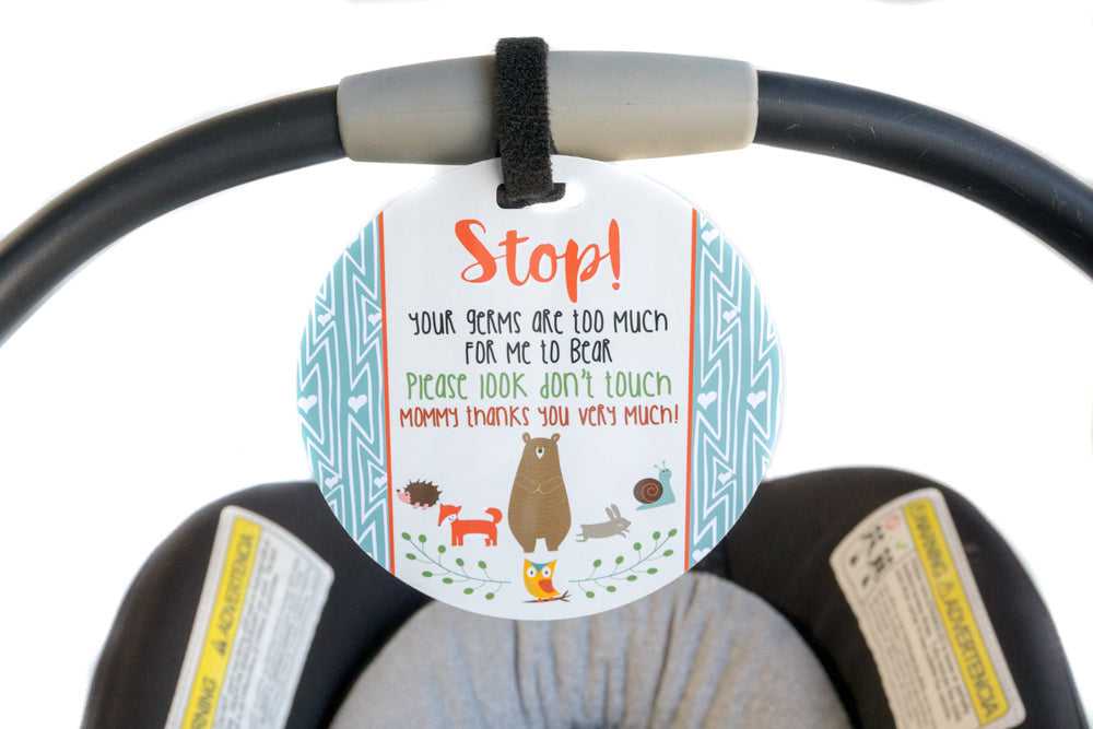 Three Little Tots Woodlands No Touching My Newborn Car Seat Sign Tag