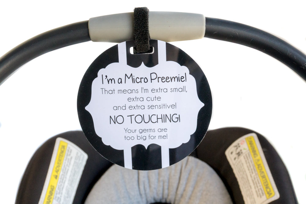 Three Little Tots Micro Preemie No Touching Car Seat Sign Tag