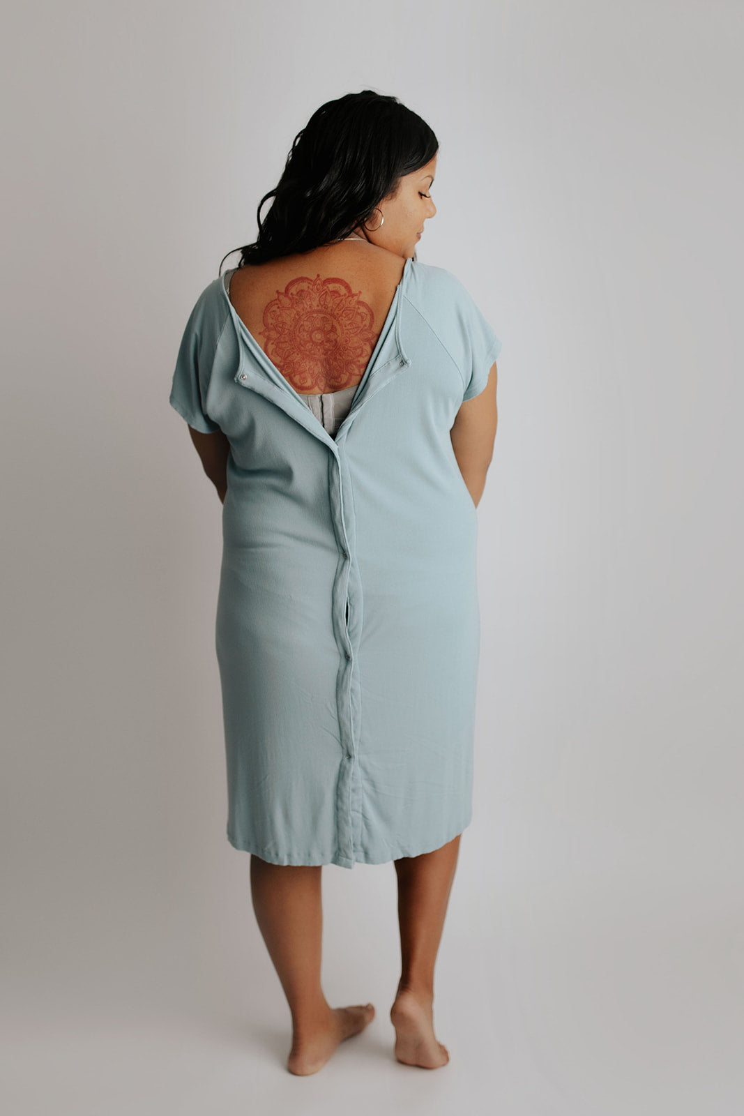 Three Little Tots Ribbed Blue Bird Labor and Delivery Nursing Hospital Gown