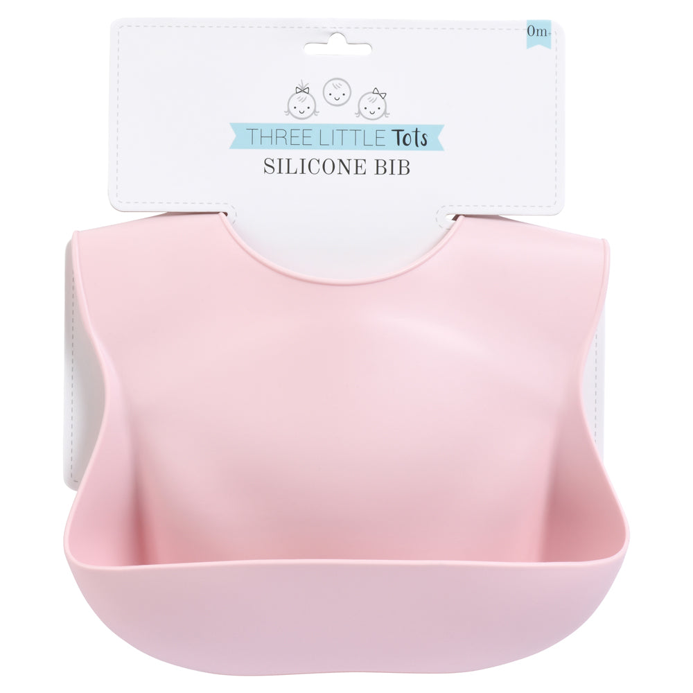 Three Little Tots Ballet Pink Silicone Bib