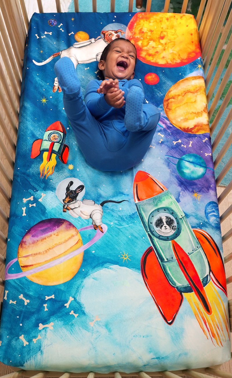 Moon Star Baby Space Crib Sheet Set: Barkside of the Moon