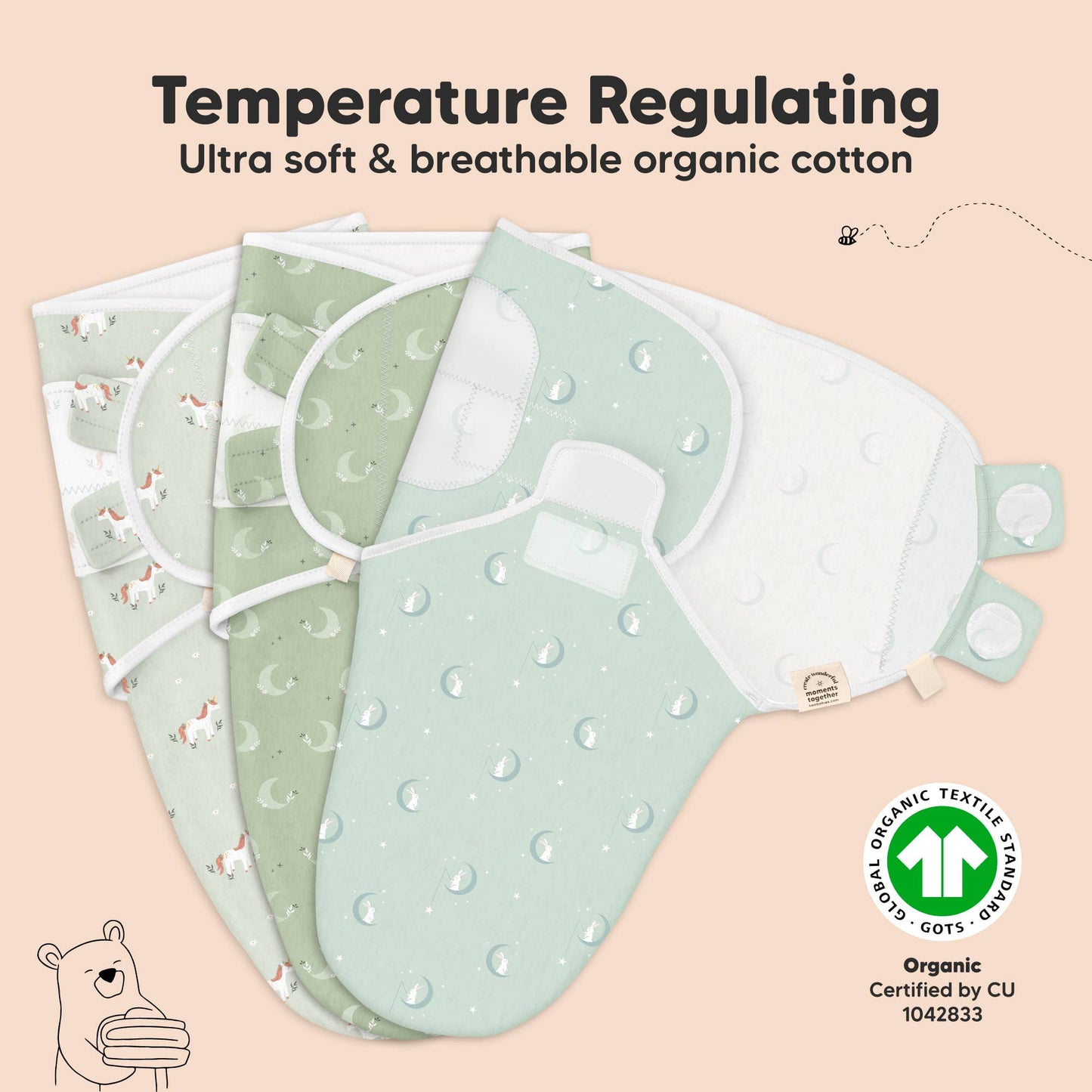 3pk Soothe Baby Swaddles 0-3 Months, Sleep Sack for Newborns