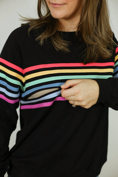 Limited Edition Six Stripe Invisible Zip Breastfeeding Sweater