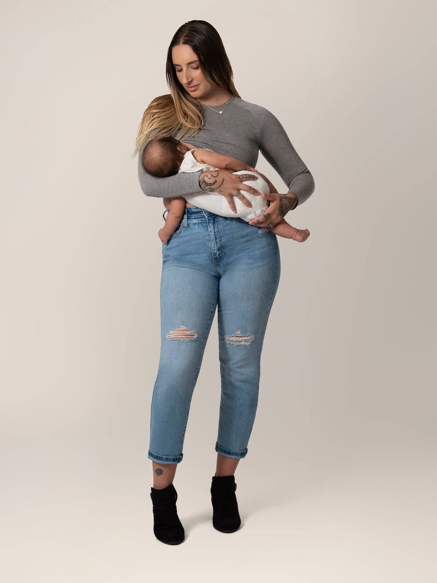 Sublime® Bamboo Maternity & Nursing Cropped Long Sleeve Top