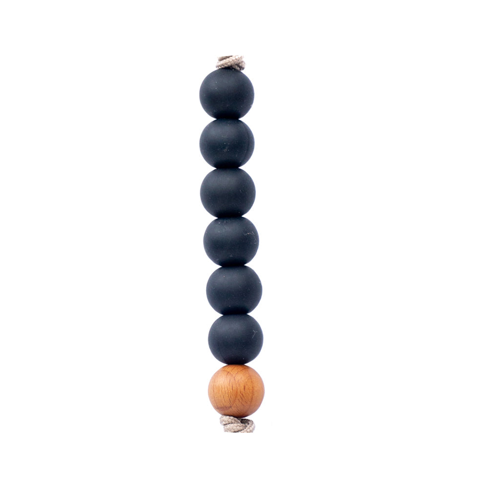 Three Little Tots Black Silicone Beaded Pacifier Clip Holder