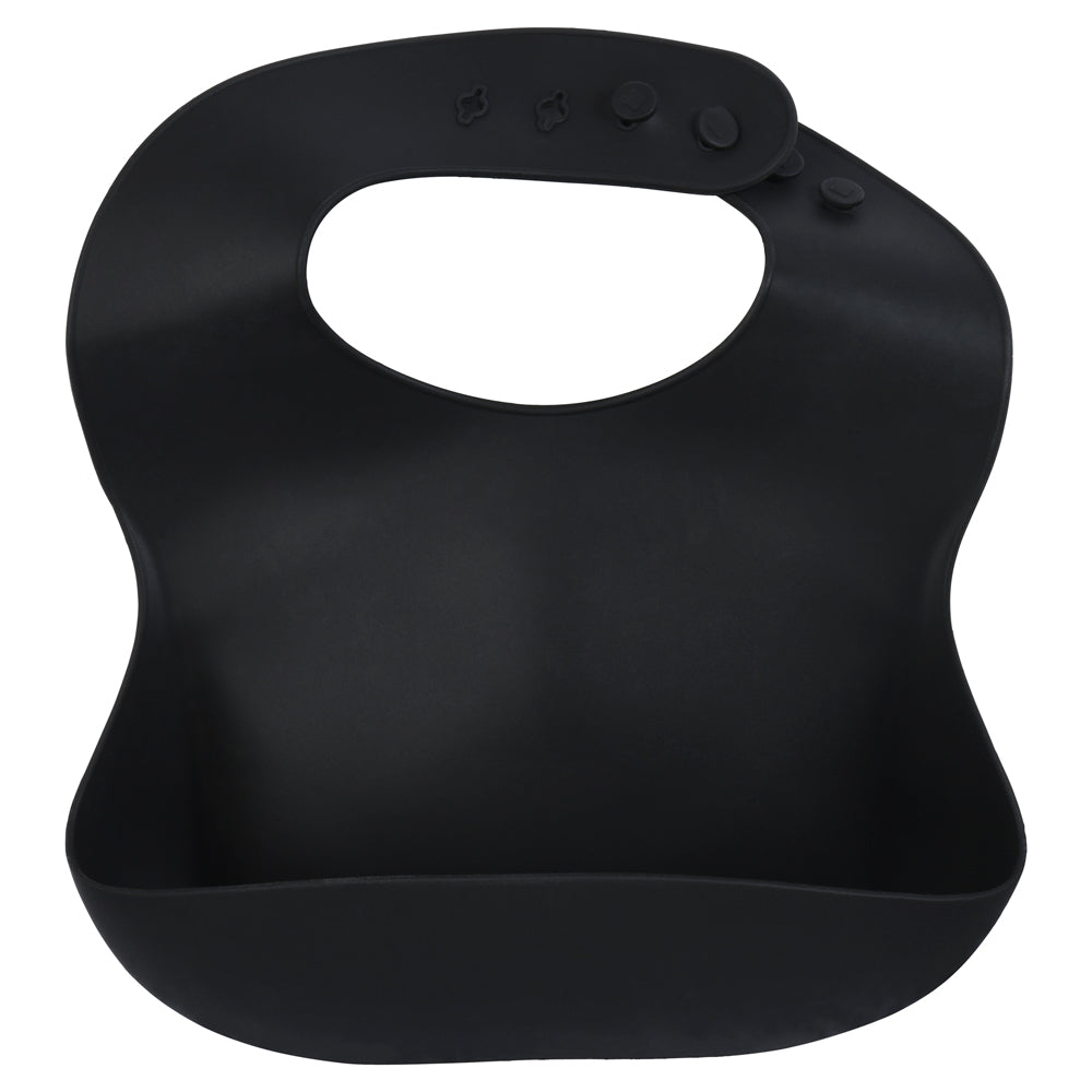 Three Little Tots Black Silicone Baby Bib with Crumb Catcher
