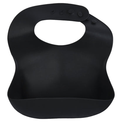 Three Little Tots Black Silicone Baby Bib with Crumb Catcher