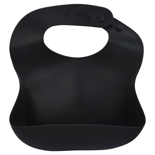 Three Little Tots Black Silicone Baby Bib with Crumb Catcher