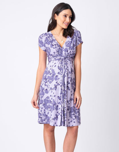 Lavender Blossom Knot Front Maternity Dress