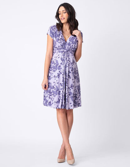 Lavender Blossom Knot Front Maternity Dress