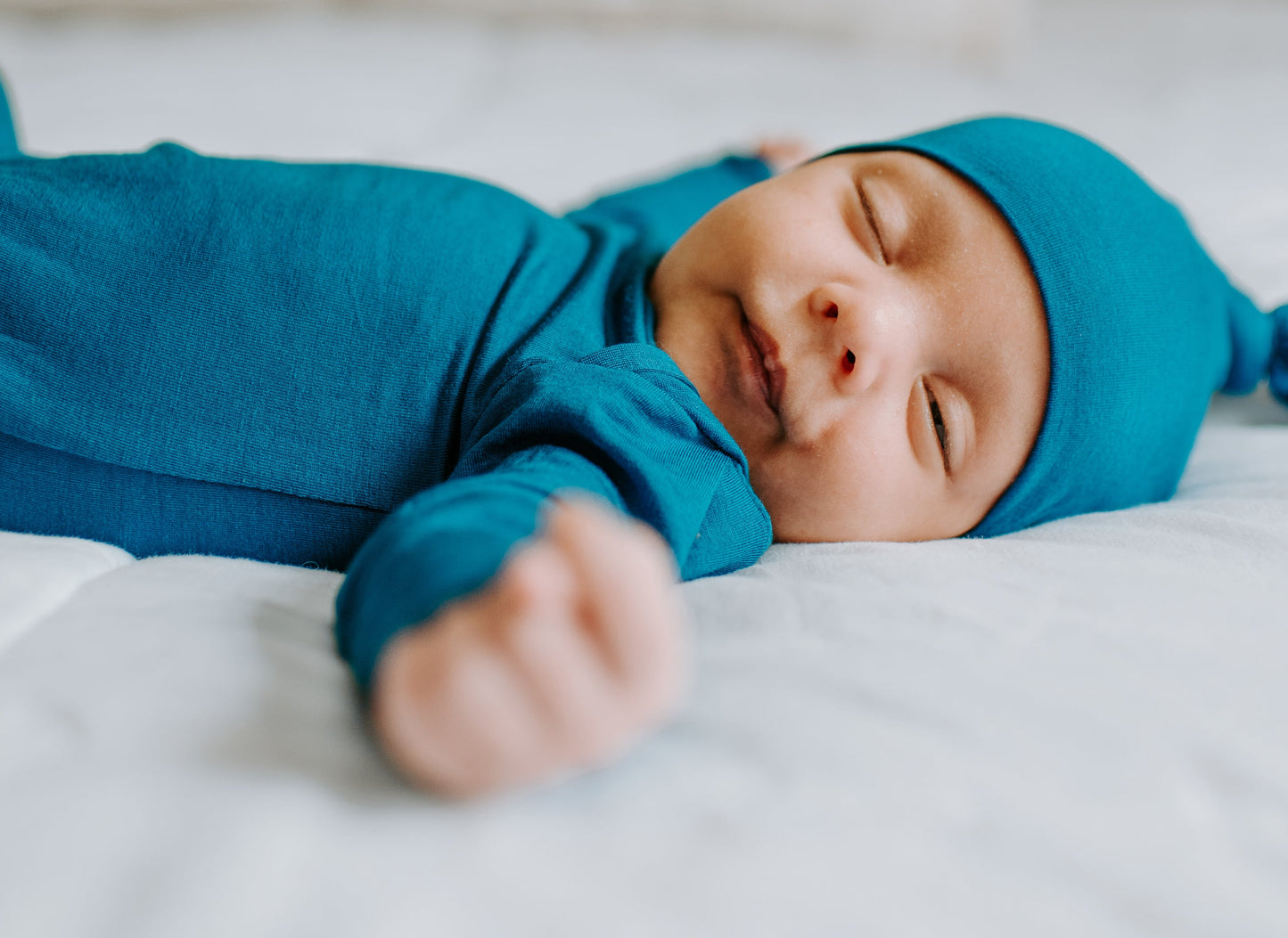 Three Little Tots Blue Knotted Newborn Baby Gown