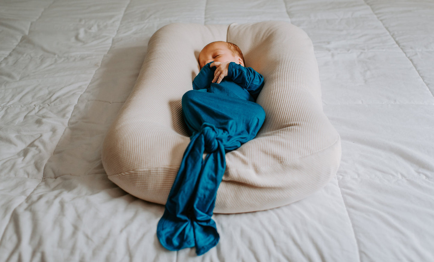 Three Little Tots Blue Knotted Newborn Baby Gown