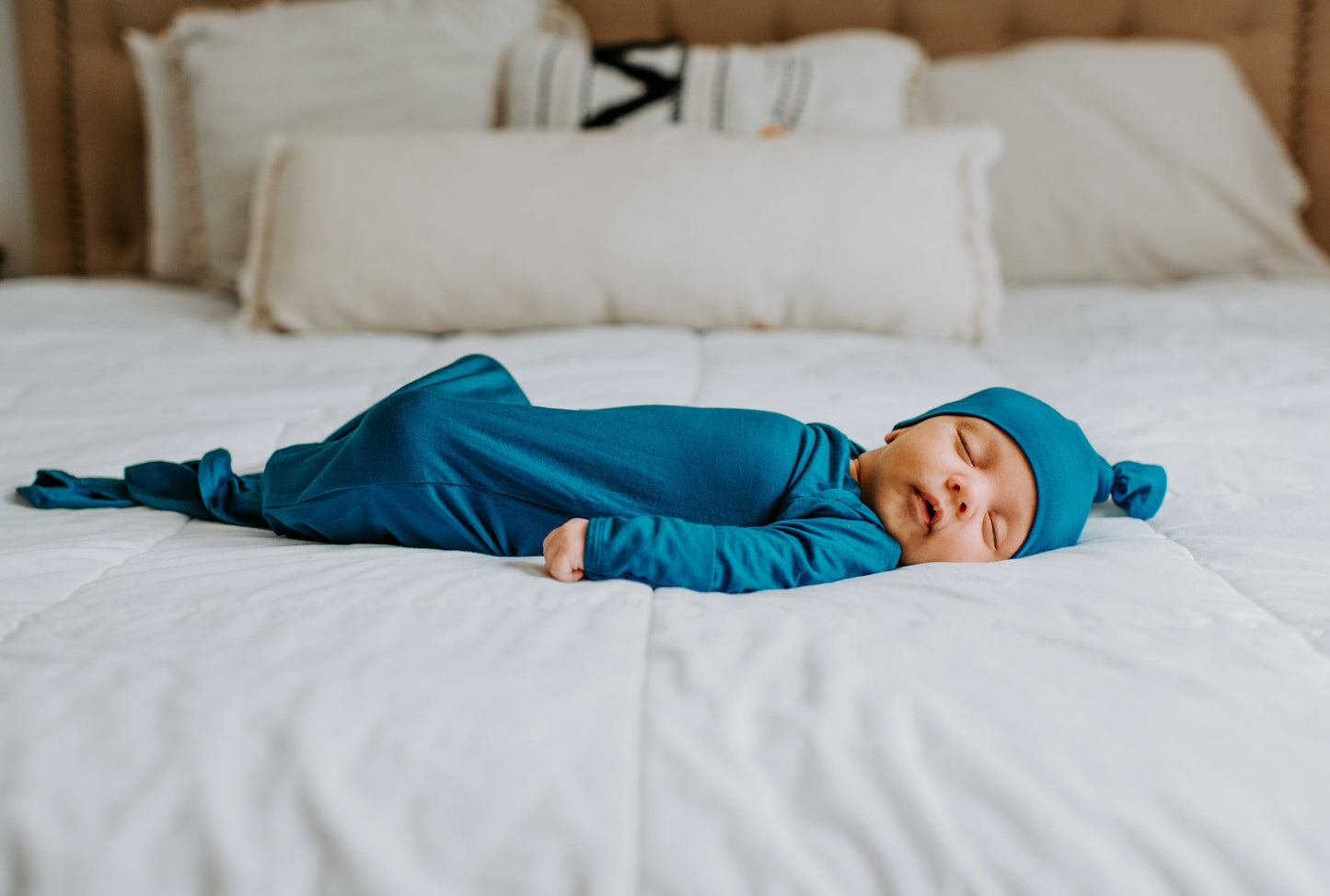Three Little Tots Blue Knotted Newborn Baby Gown