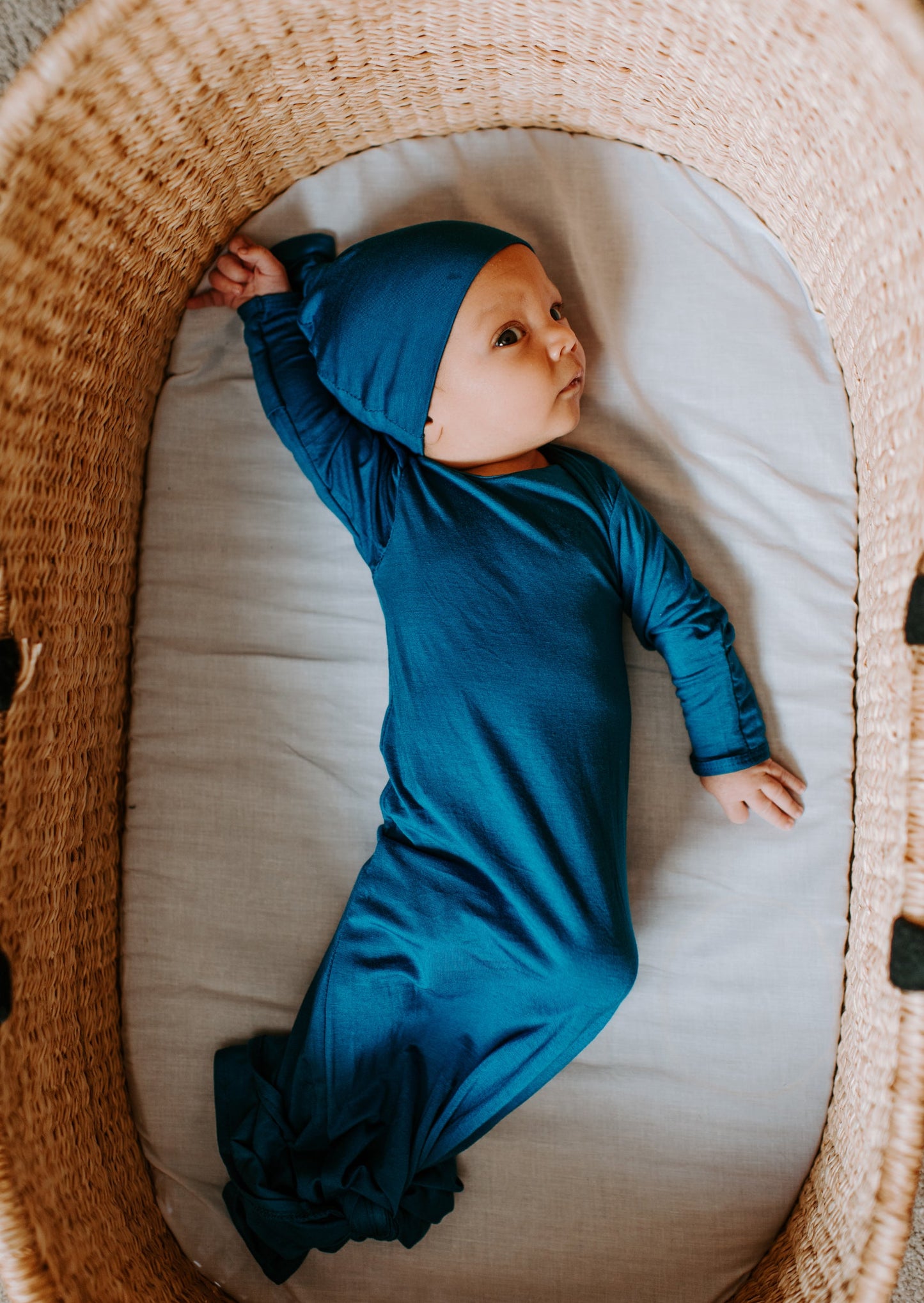 Three Little Tots Blue Knotted Newborn Baby Gown