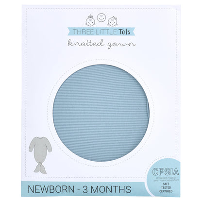 Three Little Tots Blue Bird Ribbed Knotted Newborn Baby Gown
