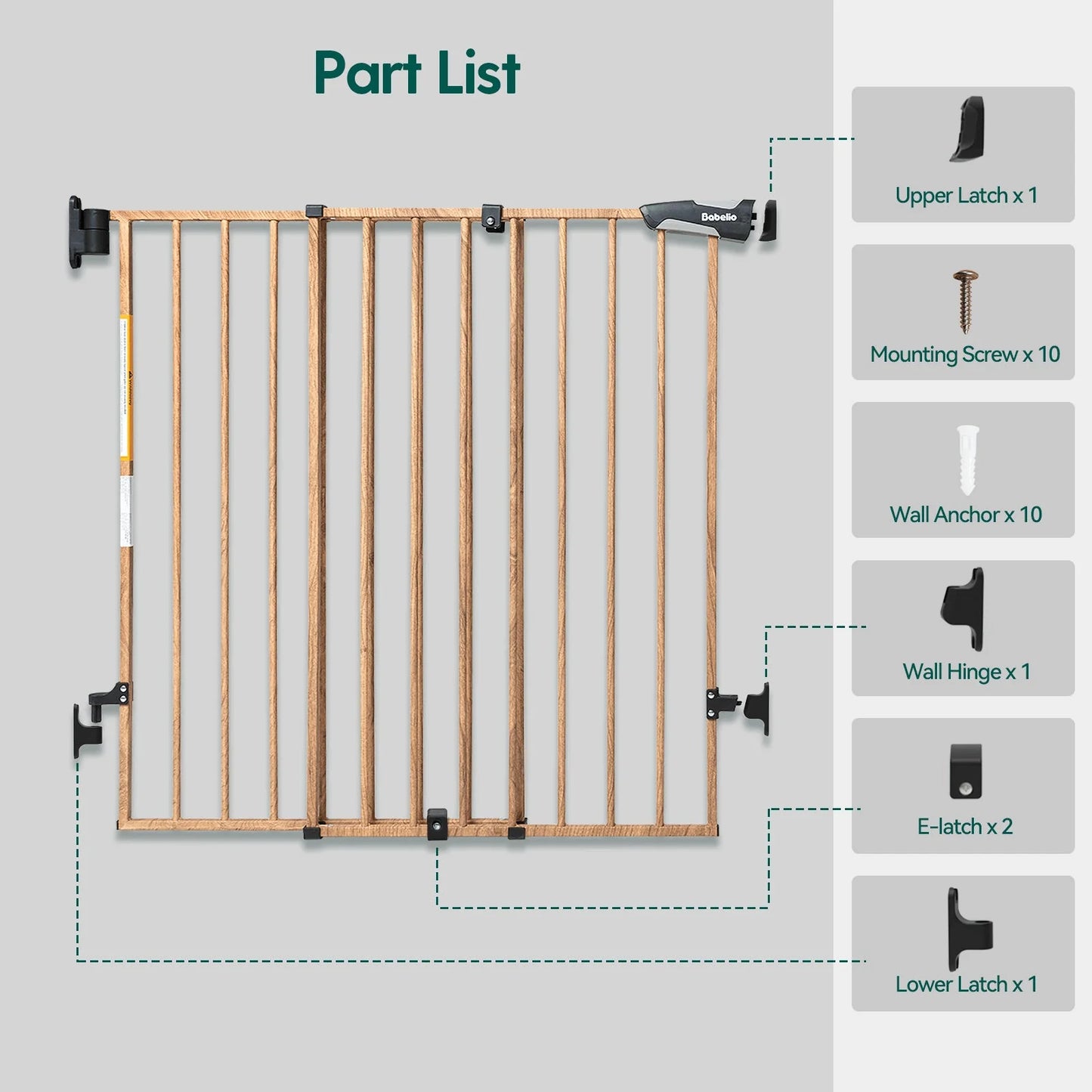 Babelio Boundless B17 Wood Pattern | Safety Baby Gate for Stairs