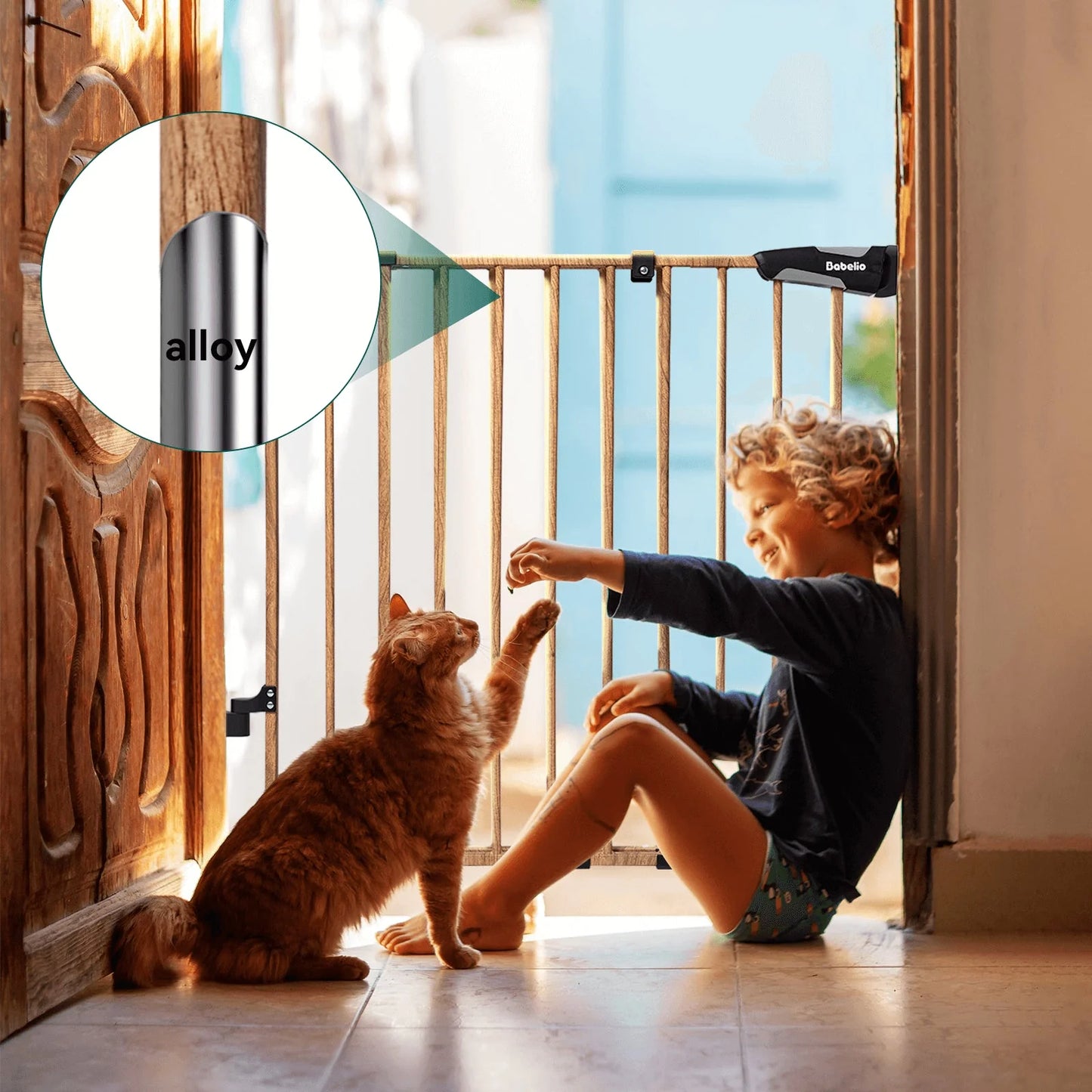 Babelio Boundless B17 Wood Pattern | Safety Baby Gate for Stairs