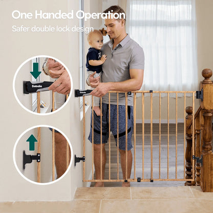 Babelio Boundless B17 Wood Pattern | Safety Baby Gate for Stairs