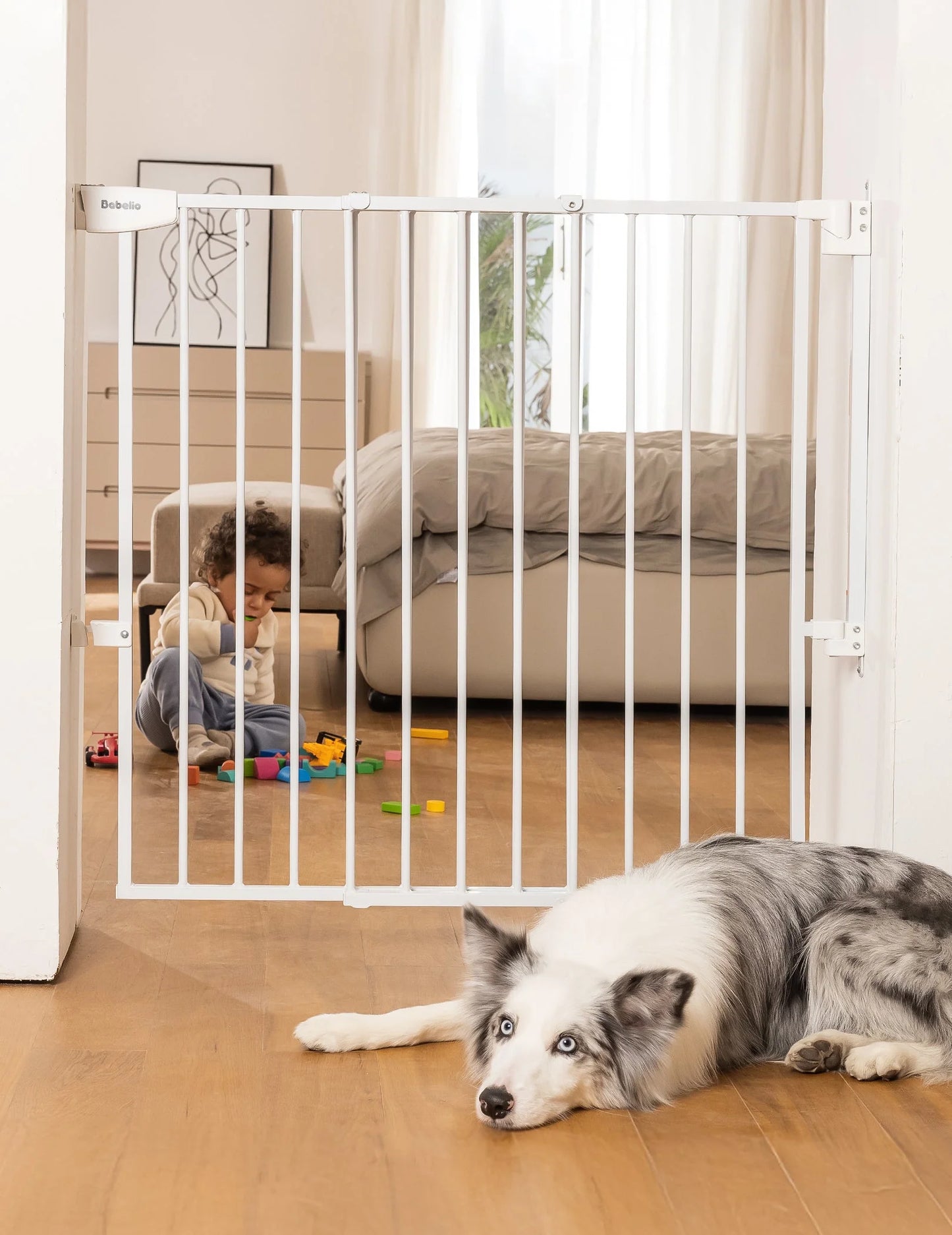 Babelio Boundless S12 | Ultra-Stable No Bottom Bar Baby Gate