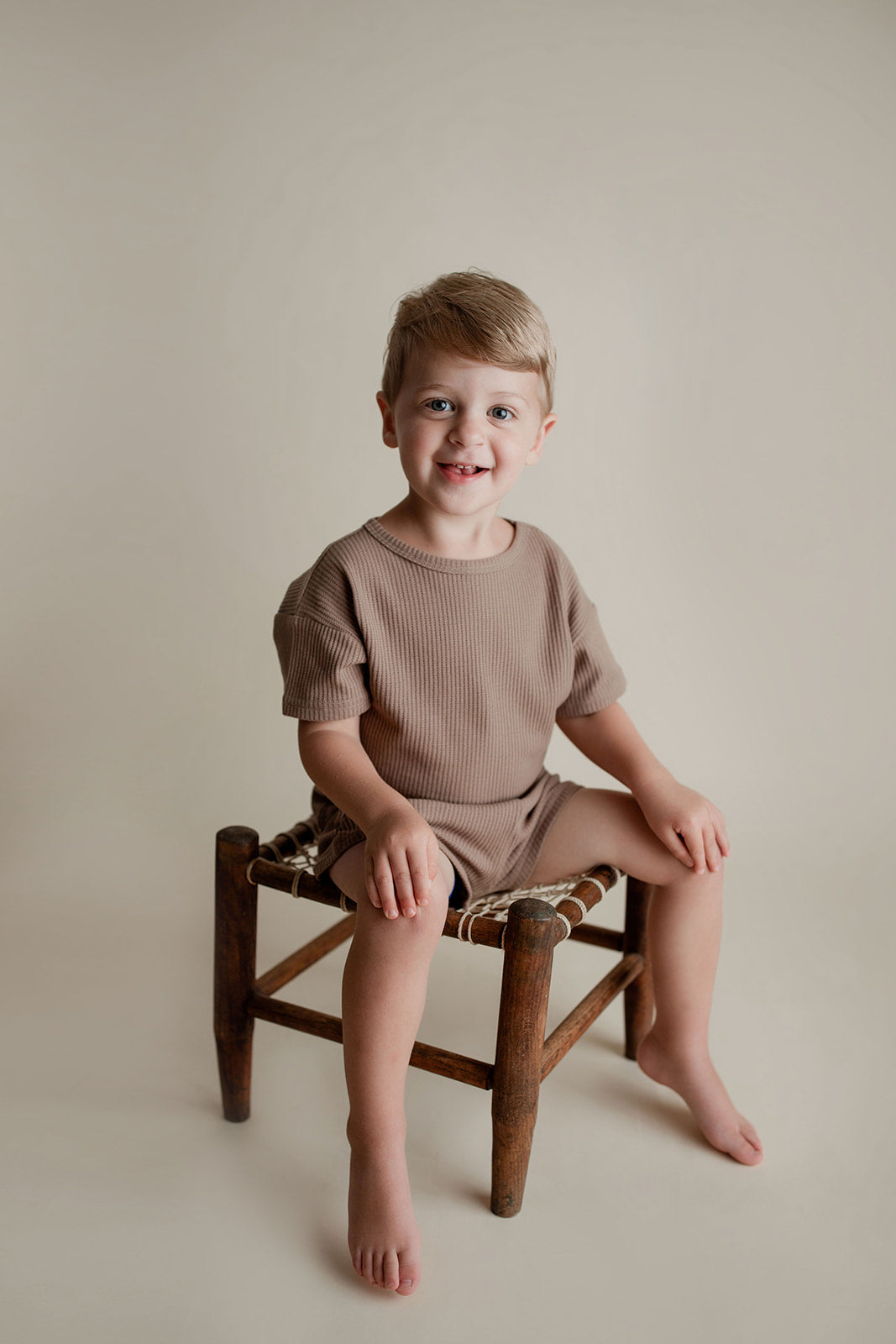 Three Little Tots Cocoa Sands Brown Waffle Two Piece Set