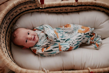 Three Little Tots Dinosaur Themed Newborn Knotted Gown