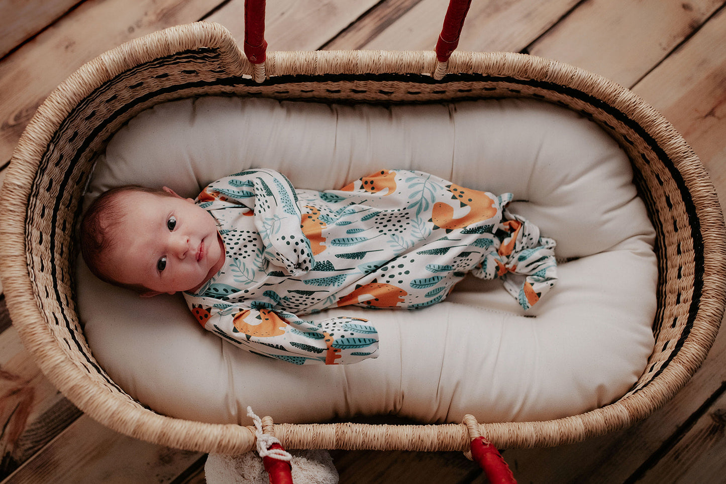 Three Little Tots Dinosaur Themed Newborn Knotted Gown
