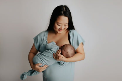 Three Little Tots Ribbed Blue Bird Labor and Delivery Nursing Hospital Gown