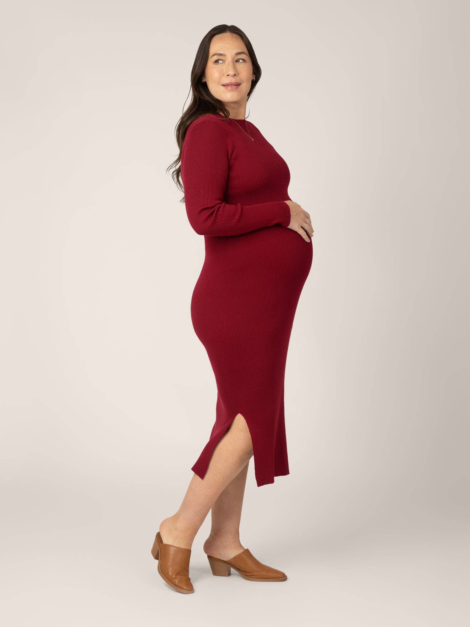 nursing dress red Latched Mama Nursing Maternity Maroon Red Dress Size L Stretch Breastfeeding