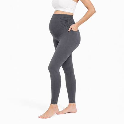 Ruched Maternity Yoga Pants with Pockets