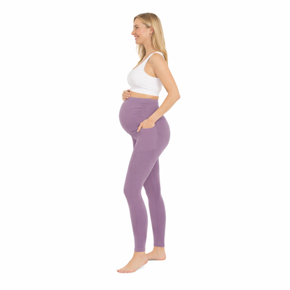 Ruched Maternity Yoga Pants with Pockets
