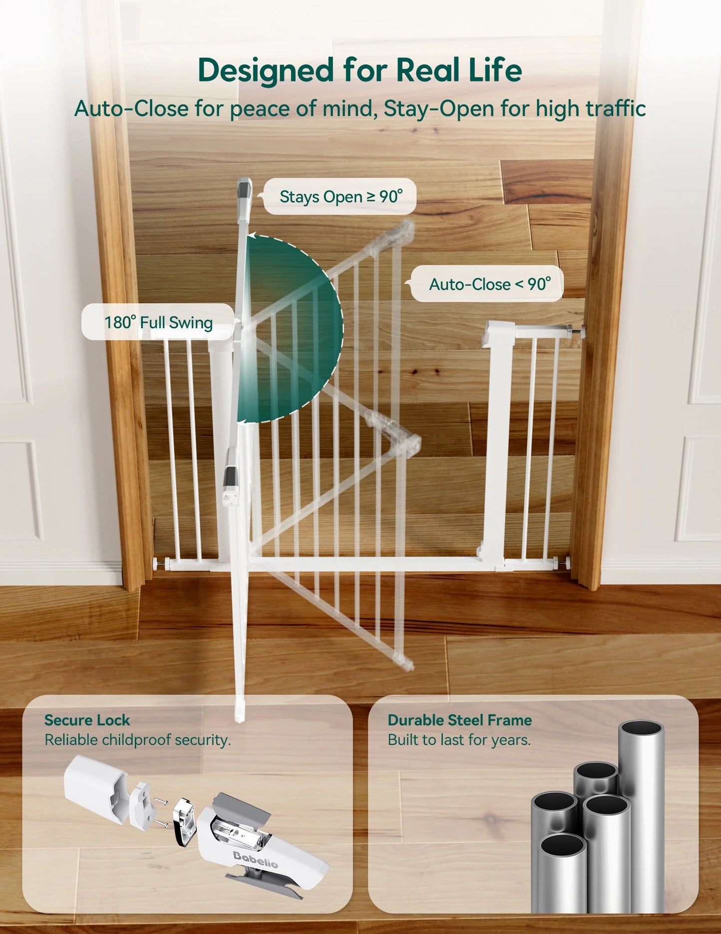 Babelio PressGuard P7 | Expandable Pressure-Mounted Baby Gate
