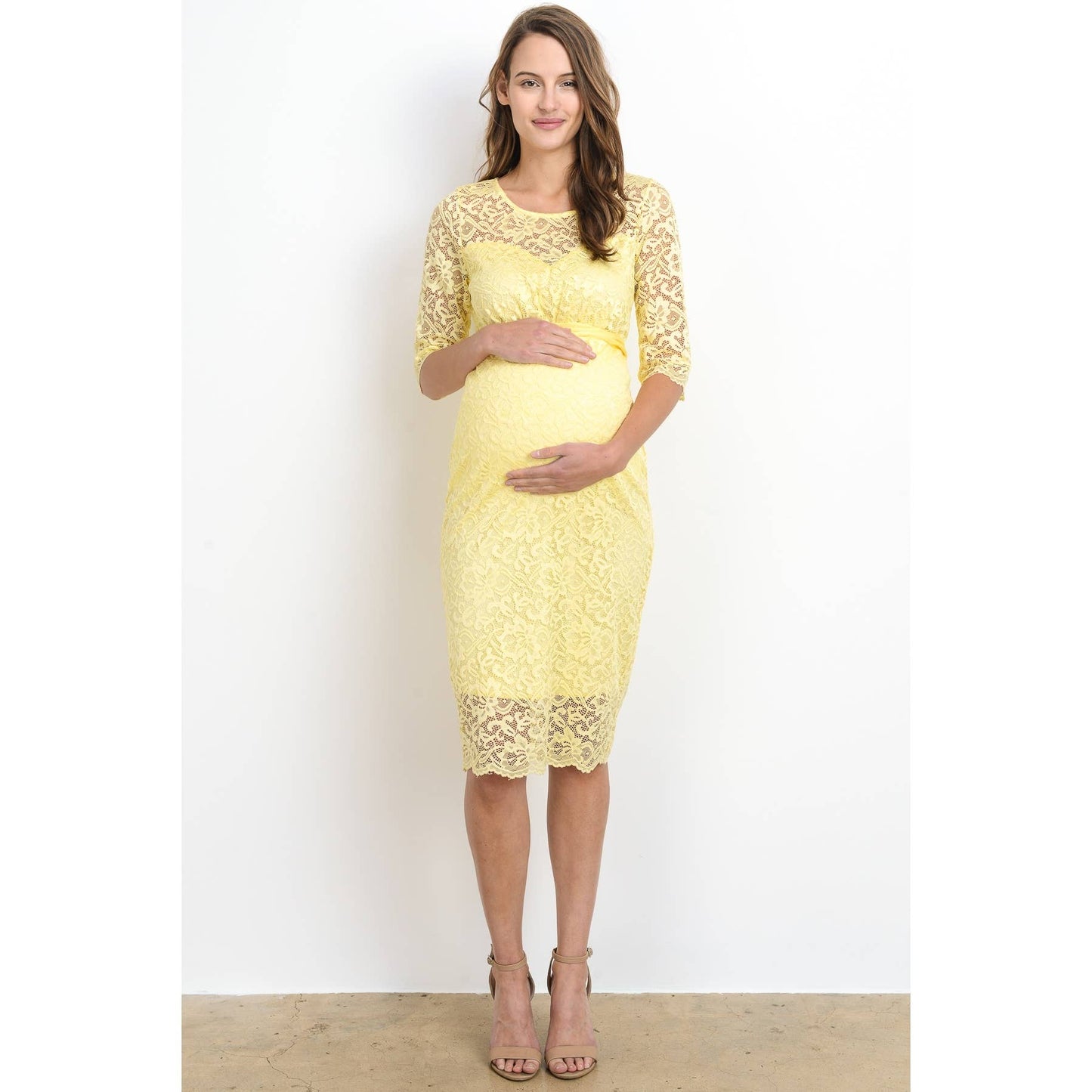 Floral Lace Baby Shower Knee Length Maternity Dress