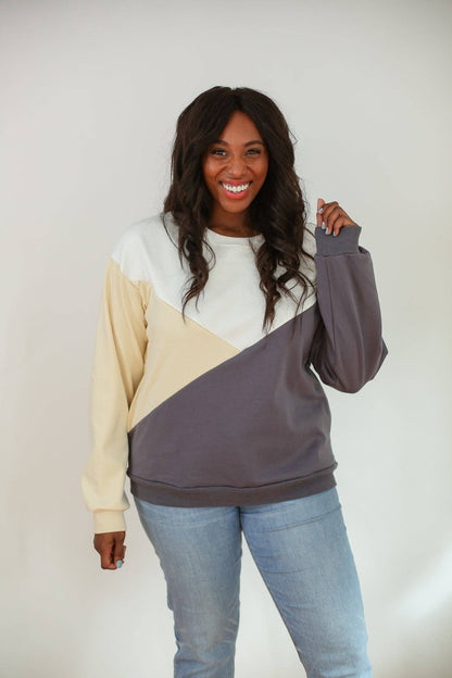 Crewneck Diagonal Zip Breastfeeding Sweatshirt