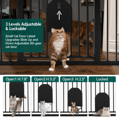 Babelio CatPrivilege A7 | Adjustable Safety Gate with Lockable Pet Door