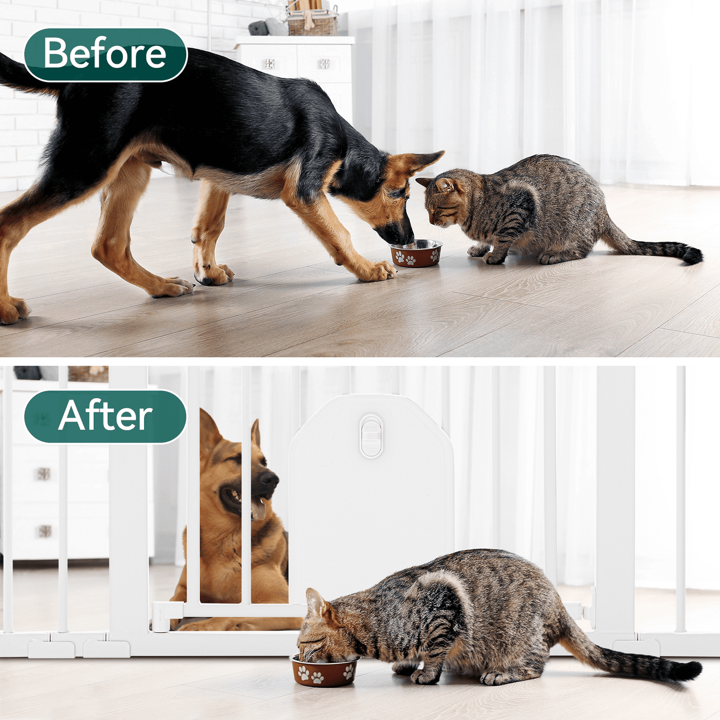 Babelio CatPrivilege A7 | Adjustable Safety Gate with Lockable Pet Door