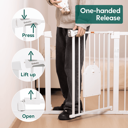 Babelio CatPrivilege A7 | Adjustable Safety Gate with Lockable Pet Door