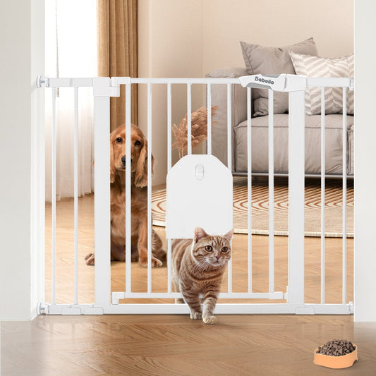 Babelio CatPrivilege A7 | Adjustable Safety Gate with Lockable Pet Door