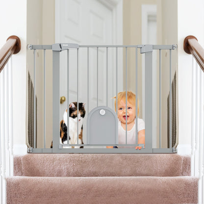Babelio CatPrivilege A7 | Adjustable Safety Gate with Lockable Pet Door