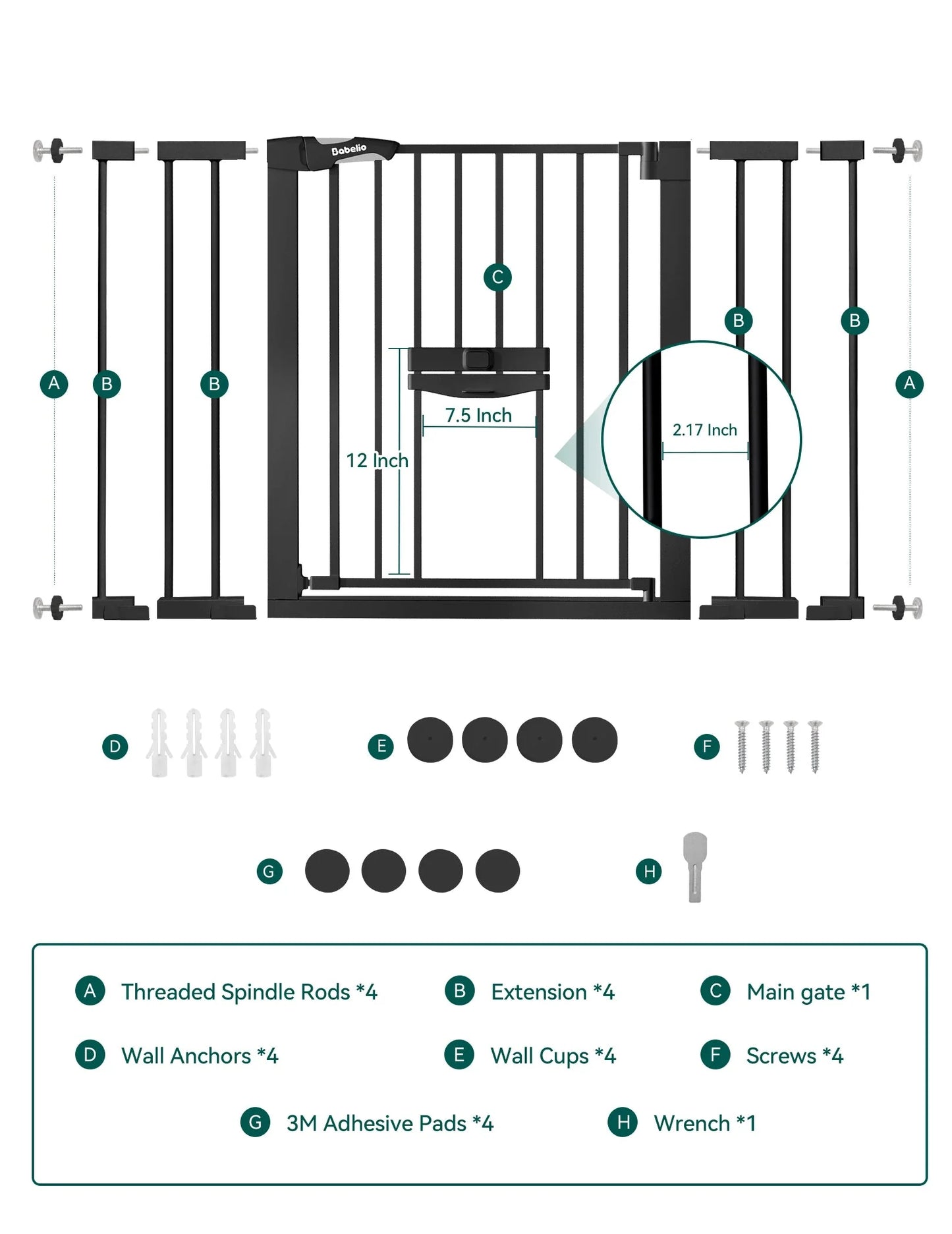 Babelio CatPrivilege F7 | Large Sliding Pet Door Baby Gate