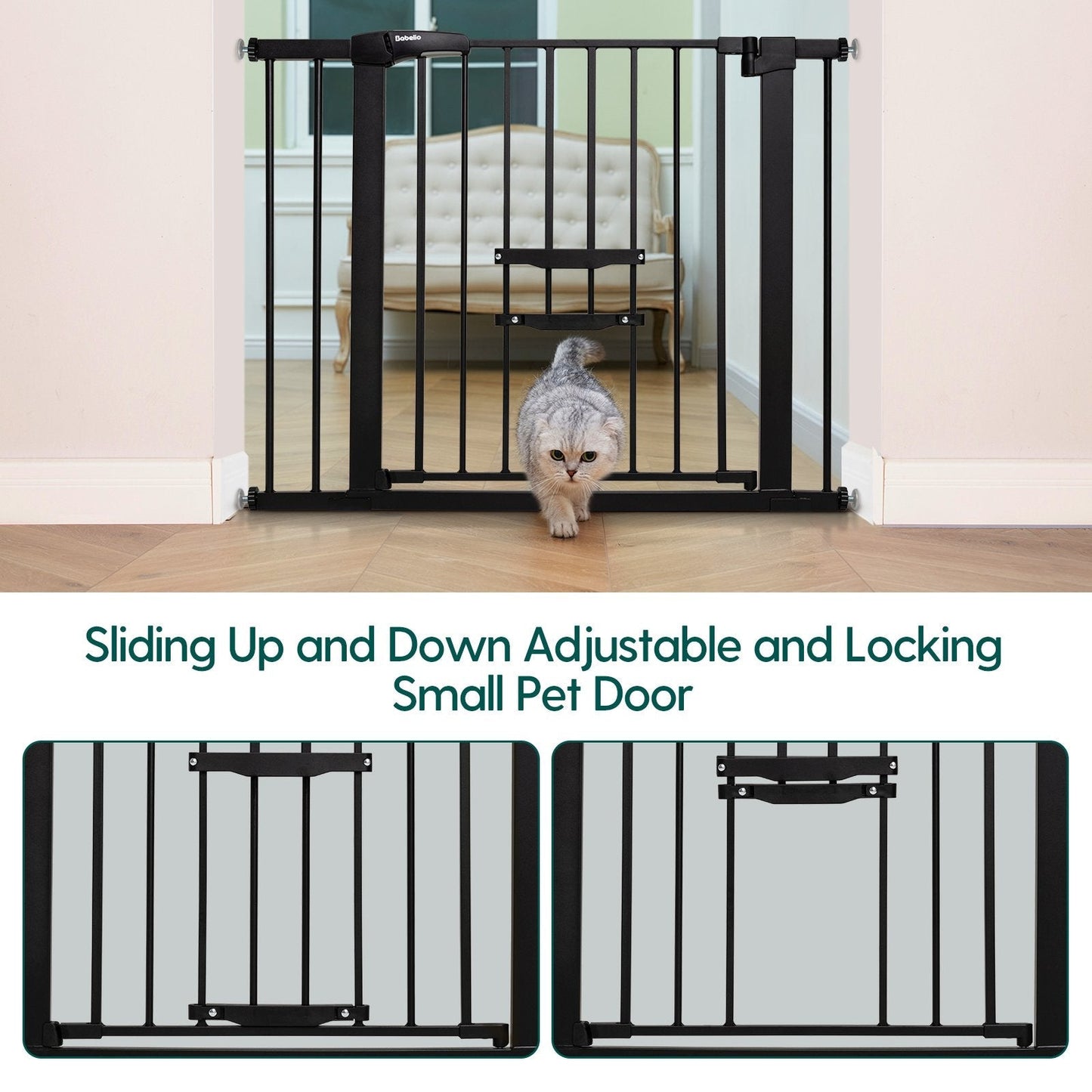 Babelio CatPrivilege F7 | Large Sliding Pet Door Baby Gate