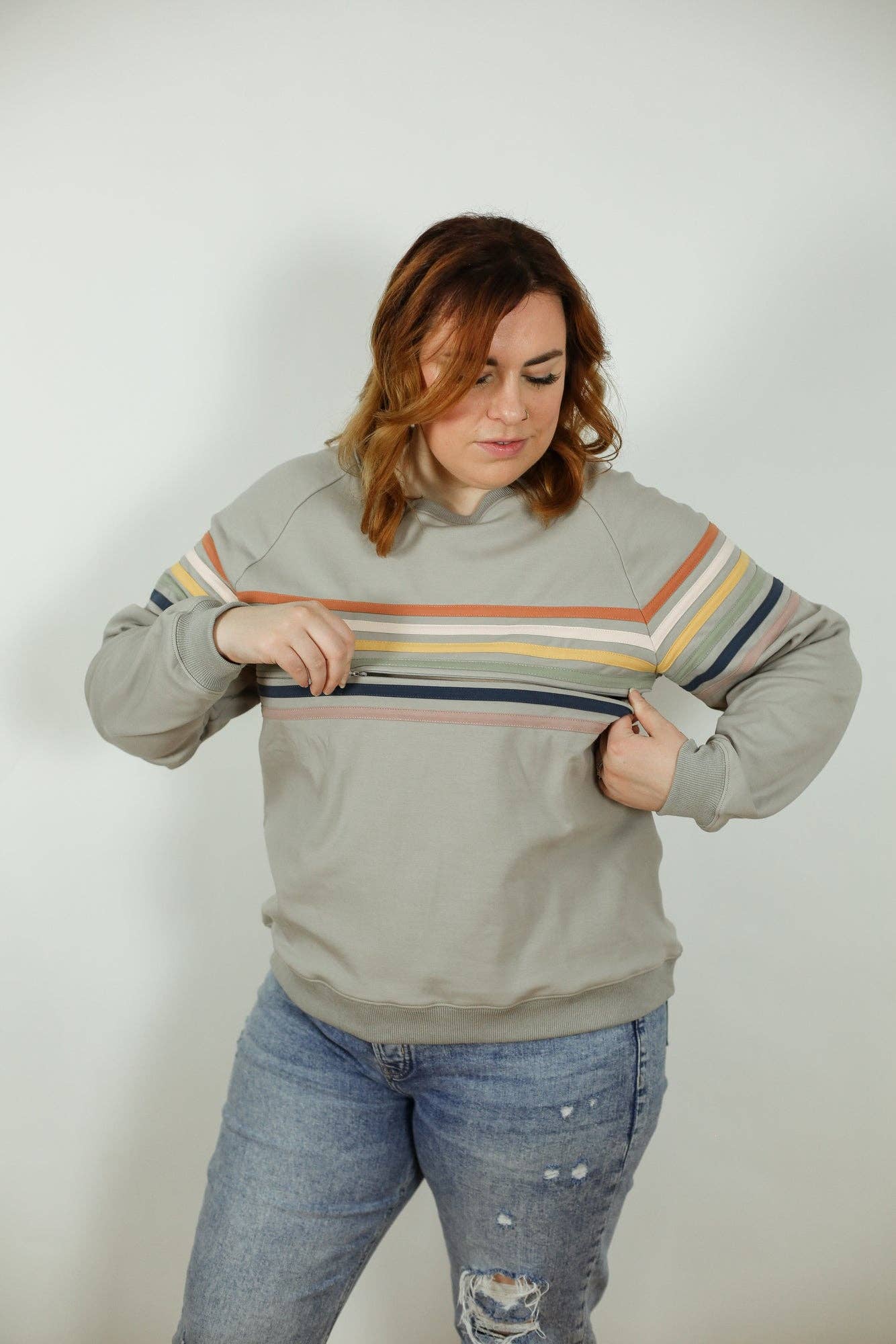 Limited Edition Six Stripe Invisible Zip Breastfeeding Sweater