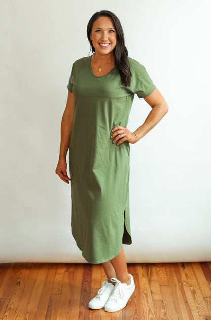 Movemama Invisible Zipper Midi Breastfeeding T-Shirt Dress (Final Sale)