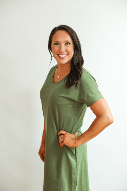 Movemama Invisible Zipper Midi Breastfeeding T-Shirt Dress (Final Sale)