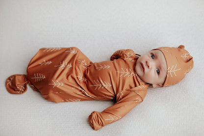 Three Little Tots Christmas Pine Tree Knotted Newborn Baby Gown