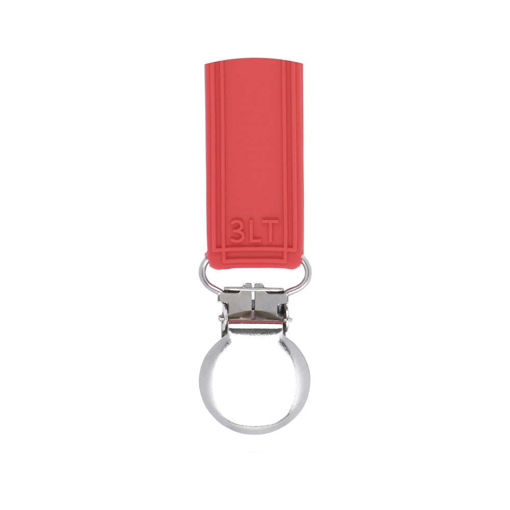 Three Little Tots Classic Red All Silicone One Piece Pacifier Clip